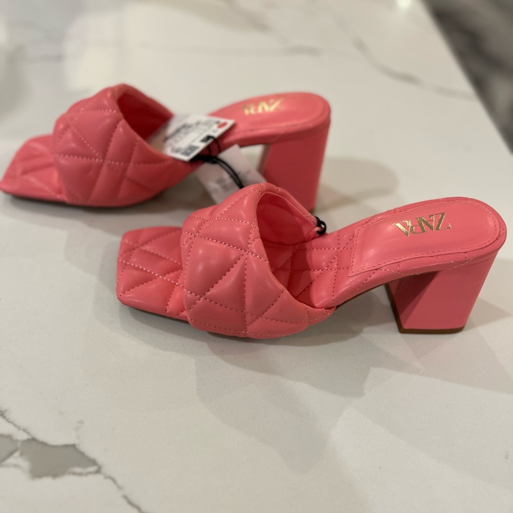 Zara quilted pink mules